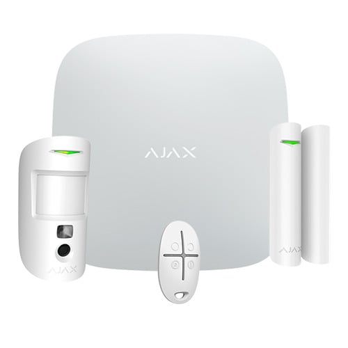 AJAX AJ-STARTERKIT-CAM-W Kit de alarma profesional - Certificado Grado 2 - Comunicación Ethernet y dual SIM GPRS - Inalámbrico 8