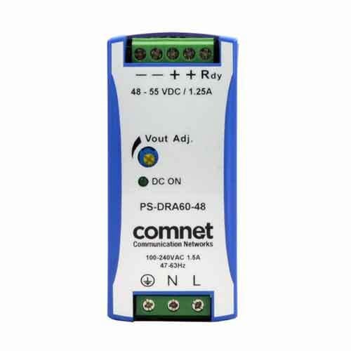 Comnet PS-DRA60-48A Fuente industrial de 48VDC y 60W para switch PoE de 2 puertos