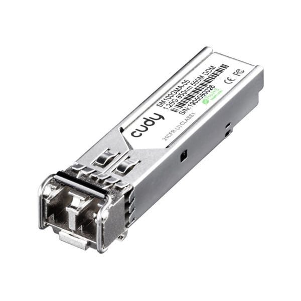 Cudy CUDY-27 SM100GMA-05 Módulo SFP/SFP 1,25Gbps. 850nm, VCSEL, MM, 0,5km, 7,5dB. Carcasa metálica. Cumple con RoHS y no contien