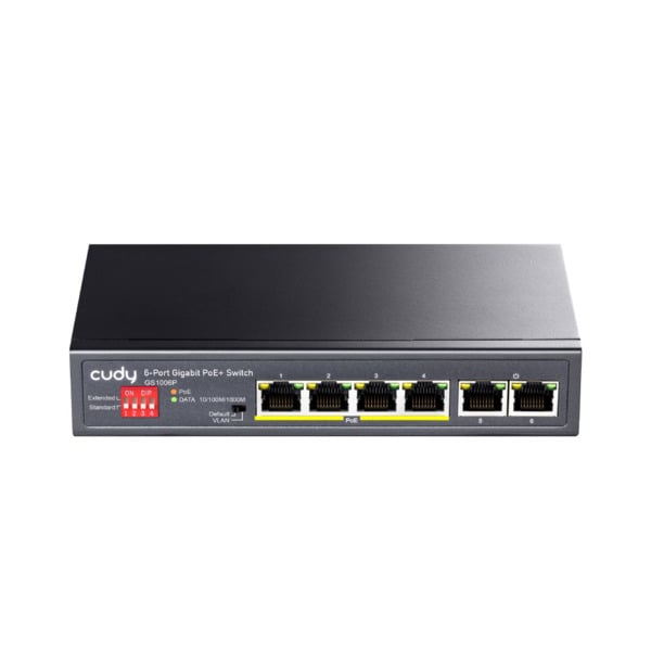 Cudy CUDY-60 GS1006P Switch PoE+ Cudy de 6 puertos Gigabit. 4 puertos PoE+ Gigabit. 2 puertos RJ45 Gigabit Uplink. Cumple con IE