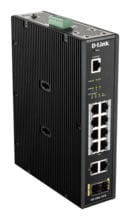 D-Link DIS-200G-12PS Switch industrial PoE de 10 puertos de cobre 100/1000 + 2 SFP 1000. Capa 2 gestionable. Topología de anillo