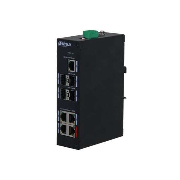 Dahua DAHUA-1758N DH-PFS3409-4GT-96-V2 Switch Dahua no gestionable de gama industrial. 4 RJ45 Gigabit PoE/PoE+/Hi-PoE/PoEbt. 4 S