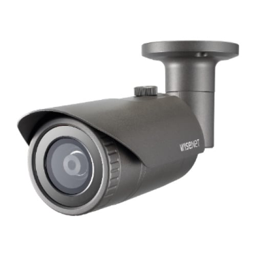 Hanwha Vision QNO-7012R Cámara bullet IP 4Mpx, óptica fija 2.8 mm, IR 25 m con ICR, WDR, H.265, SD, IP66, IK10, 12Vdc/PoE.