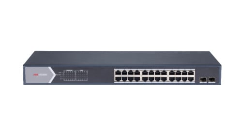 Hikvision Basic DS-3E1526P-SI Switch PoE de 24 puertos de cobre 10/100/1000 (puertos PoE+ at/af extendido 300m) + 2 SFP Gigabit.