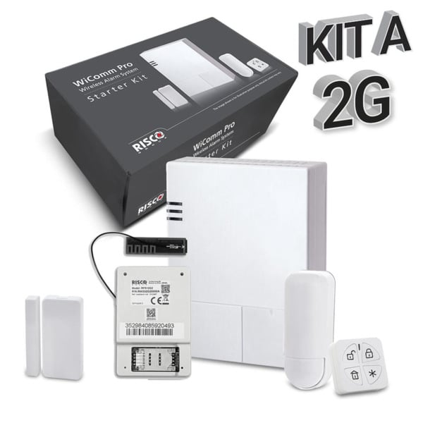 Kit "A" GPRS WiComm Pro Risco. Central+Módulo GPRS+Mando+PIR+Contacto