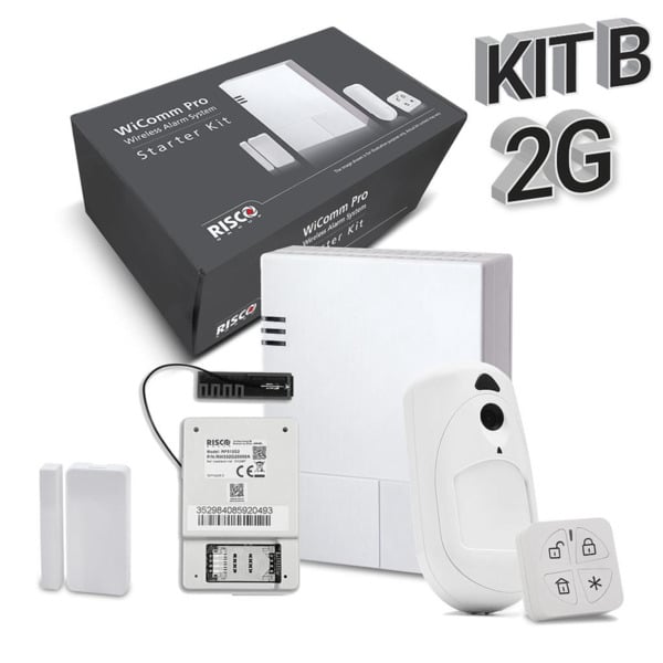 Kit "B" GPRS WiComm Pro Risco. Central+Módulo GPRS+Mando+PIRCAM+Contacto