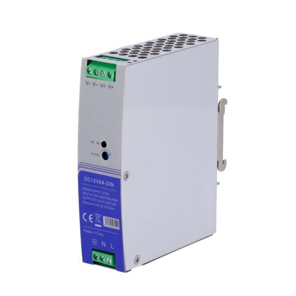 OEM DC12V6A-DIN Fuente de alimentación conmutada - Salida DC 12 V 6.3 A / 75 W - Voltaje entrada AC100V-240V /50Hz-60Hz - 103 (F