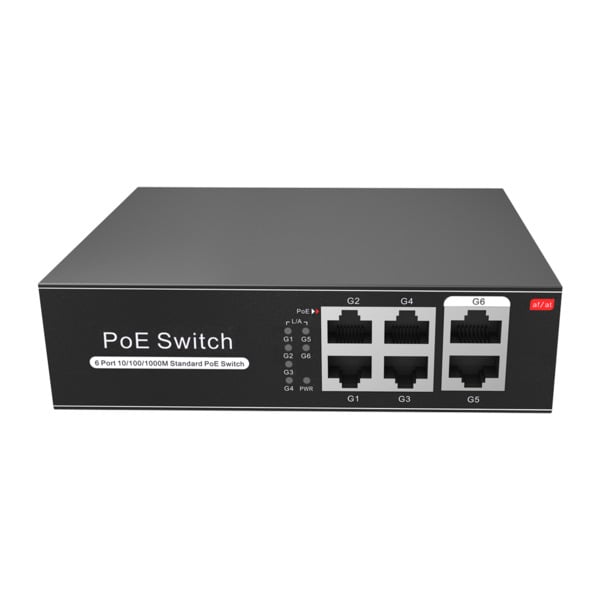 OEM SW0604POE-G-65-E Switch PoE - 4 puertos PoE + 2 Uplink RJ45 - Velocidad hasta 1000 Mbps en todos los puertos - Hasta 60W en