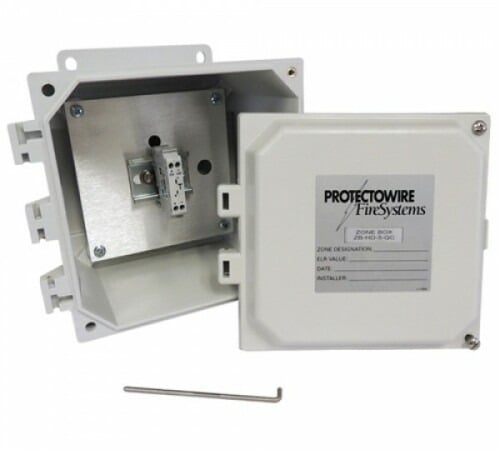 Protectowire ZB-HD-5-QC Caja de conexión o final de línea no metálica estanca NEMA-4X (IP66) con bloque de terminales incluido.