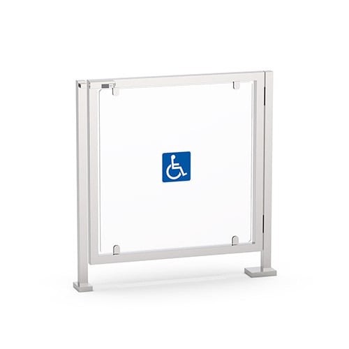 QUALICA 6003A-316 Puerta de seguridad manual unidireccional, con bloqueo mecánico. Acero inoxidable 316, brazo de plexiglás, pas