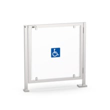 QUALICA 6003A Puerta de seguridad manual unidireccional, con bloqueo mecánico. Acero inoxidable 304, brazo de plexiglás, paso de