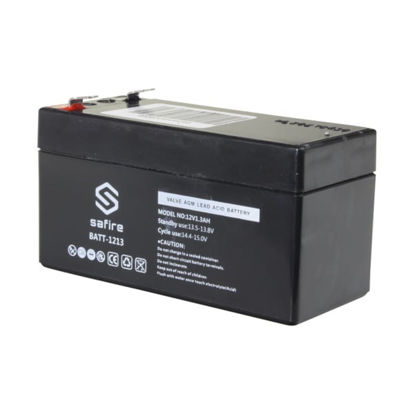 SAFIRE BATT-1213 Batería recargable - Tecnología plomo ácido AGM - Voltaje 12 V - Capacidad 1.3 Ah - 58 x 97 x 65 mm / 540 g - P