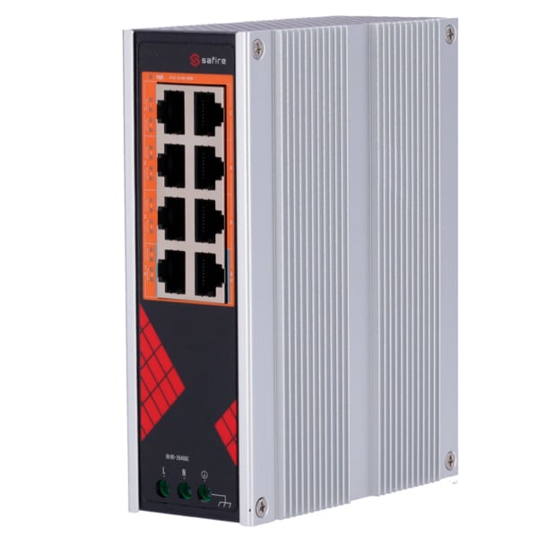 SAFIRE SF-SWI08HIPOE-G-AC-130-DIN Safire Switch Industrial Alimentación AC 90~264V - 8 puertos Gigabit 10/100/1000Mbps - 6 Puert