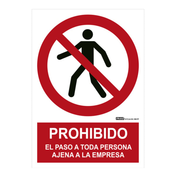 Señal prohibido el paso a toda persona ajena a la empresa 29,7x21cm