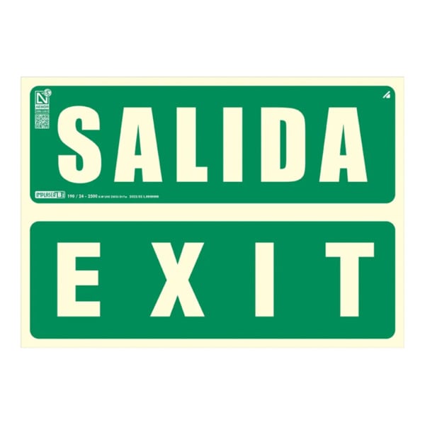 Señal salida-exit 29,7x21cm. Observación reducida a 7m