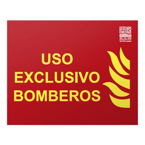 Señal uso exclusivo bomberos Clase A 25x20cm