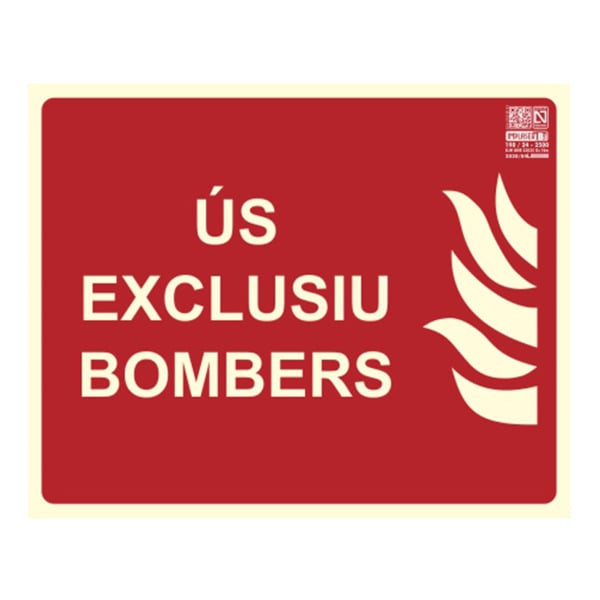 Senyal us exclusiu bombers en català 25x20cm