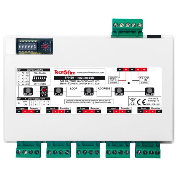 TECNOFIRE TF-TFM50-LP Módulo direccionable 5 Entradas - Funciones programables 4criterios funcionamiento - 2 modalidades de cone