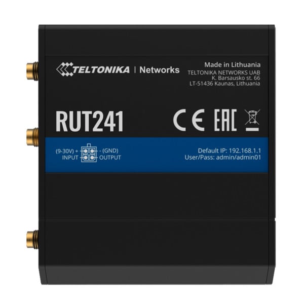 TELTONIKA TK-RUT241 Teltonika Router 4G Industrial - 2 puertos Ethernet RJ45 Fast Ethernet - 4G (LTE) Cat 4 hasta 150Mbps - 1x E