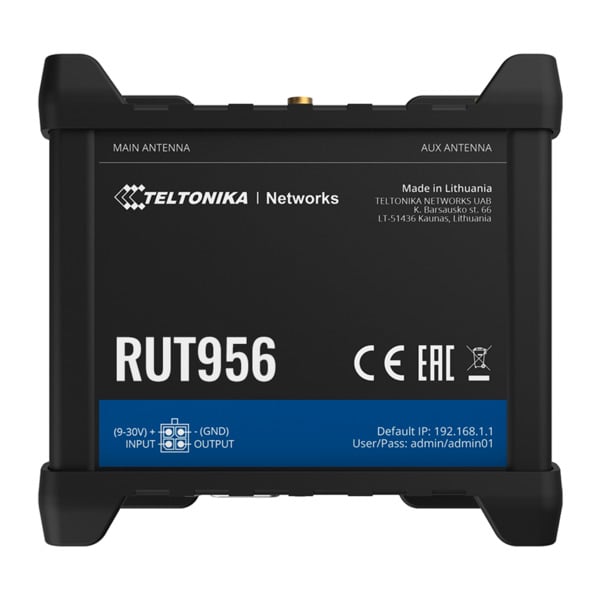 TELTONIKA TK-RUT956 Teltonika Router 4G Industrial - 4 puertos Ethernet RJ45 Fast Ethernet - Dual SIM 4G (LTE) Cat 4 hasta 150Mb