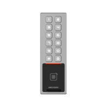 Terminal de control de accesos tarjeta M1 huella digital PIN y bluetooth IP65 IK08 Diseño Slim Hikvision