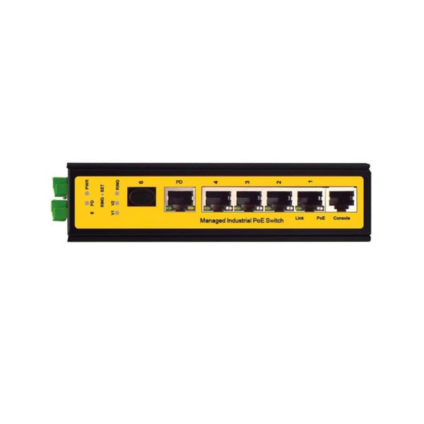 Townet SAM-4767 TW-SB5-POE Switch PoE gestionable L2 de gama industrial. 4 puertos PoE 10/100/1000Mbps. 1 puerto SFP de 1000Mbps