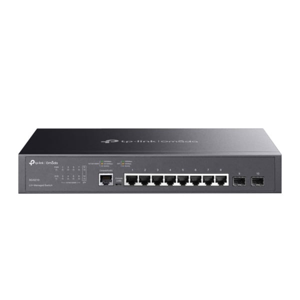 TP-Link TPLINK-059 SG3210 Switch Omada by TP-Link. 8 puertos Ethernet Gigabit. 2 ranuras SFP Gigabit. 1 puerto consola. VLAN, AC