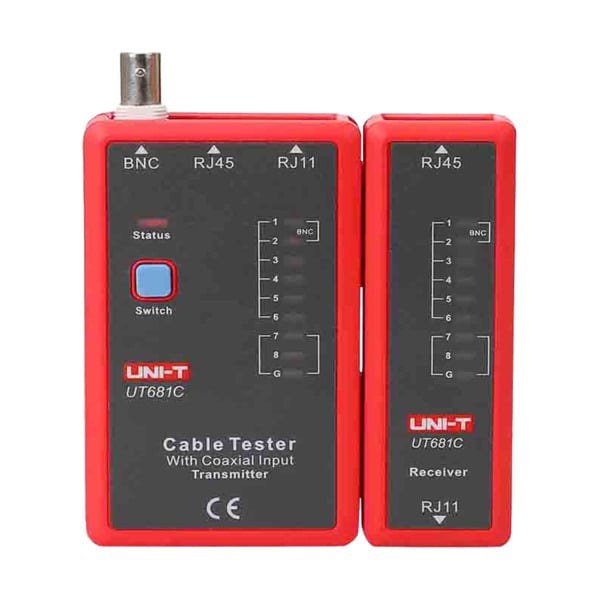 UNI-TREND UT681C Tester de cables - Comprobación de estado cables RJ45/RJ11/BNC - Testeo modo rápido y modo lento - Apagado auto