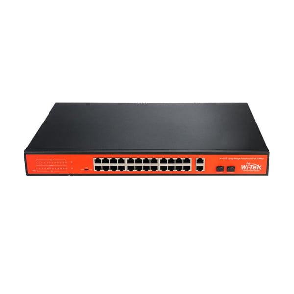 Wi-Tek WITEK-0053 WI-PS526GH Switch PoE no gestionable Wi-Tek de gama comercial. 24 puertos PoE 100Mbps. 1 puerto RJ45 Gigabit.