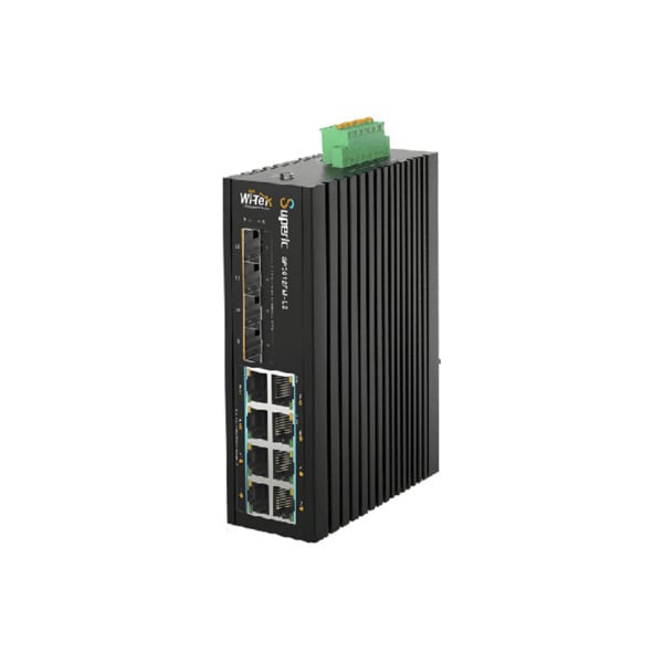 Wi-Tek WITEK-0115 SP3012FM-L2 V2 Switch PoE gestionable L2 Wi-Tek de gama industrial. 8 puertos PoE+ Gigabit. 4 puertos SFP de 2