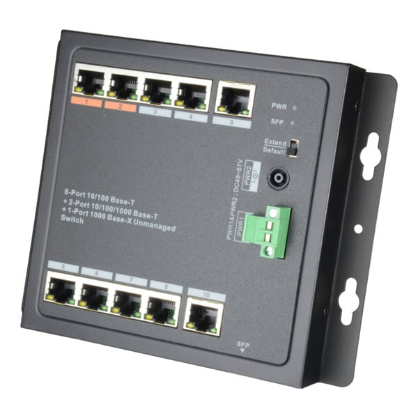 X-SECURITY XS-SW1108HIPOE-96DIN Switch HiPoE X-Security - 8 puertos PoE + 2 Uplink (RJ45) + 1 Uplink (SFP) - 8x 10/100Mbps + 2x