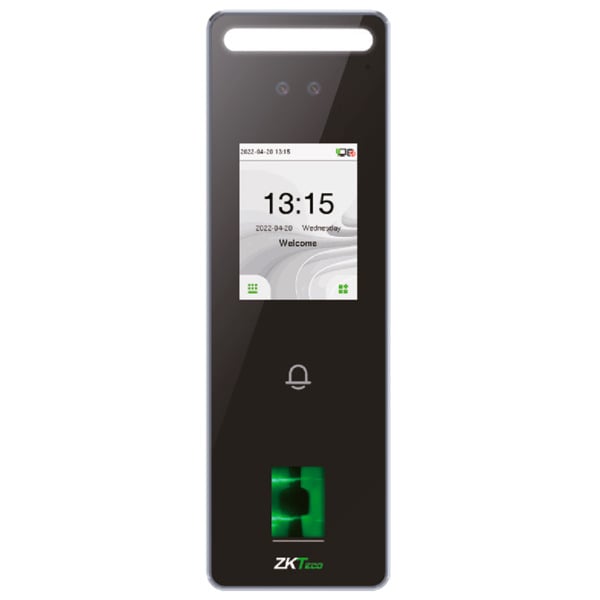 ZKTECO ZK-SPEEDFACE-V3L-FP-2-W Control de acceso y presencia IP65 - Facial, huella, tarjeta MF y PIN - 3.000 huellas | 200.000 r